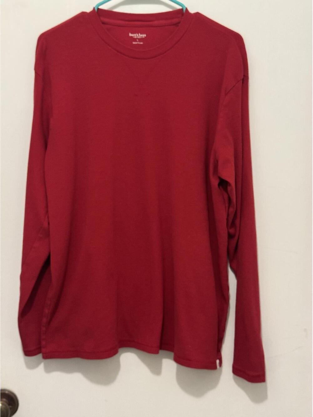Burt's Bee Baby Men's Red Long Sleeve Thermal Shirt Size Large